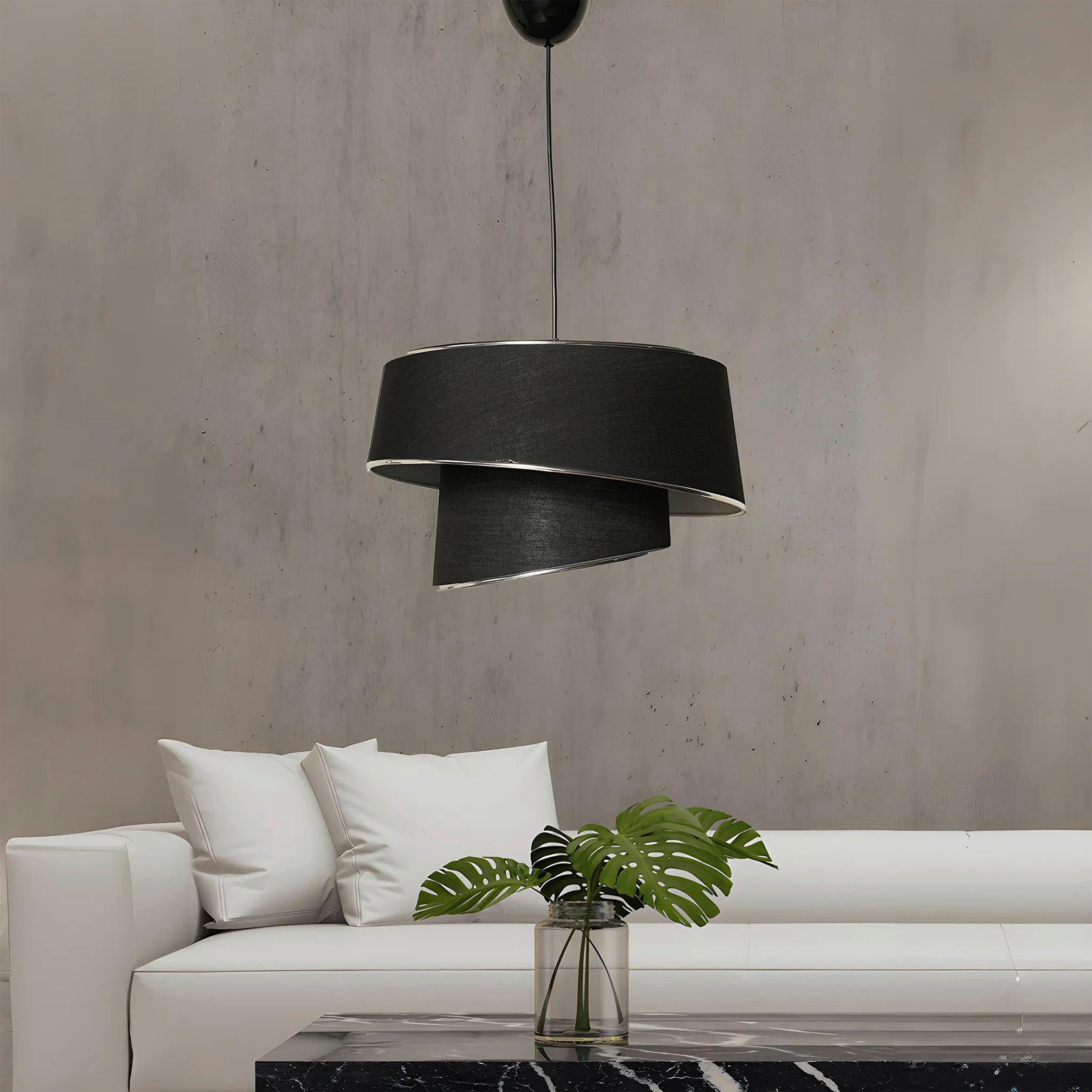 LAMPA WISZĄCA BARETTE - SILVER, BLACK - kolor srebrny/czarny, Design, tworzywo sztuczne/metal (32/70cm) - P & B
