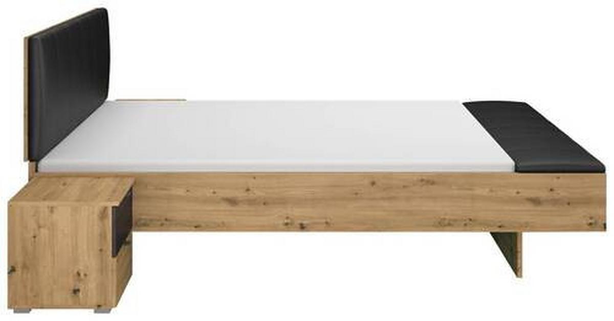 Bettanlage Apollon m. Sitzbank ca. 180x200 cm Schwarz/Eiche - Schwarz/Eiche Artisan, MODERN, Holzwerkstoff/Textil (180/200cm) - Rauch Möbel