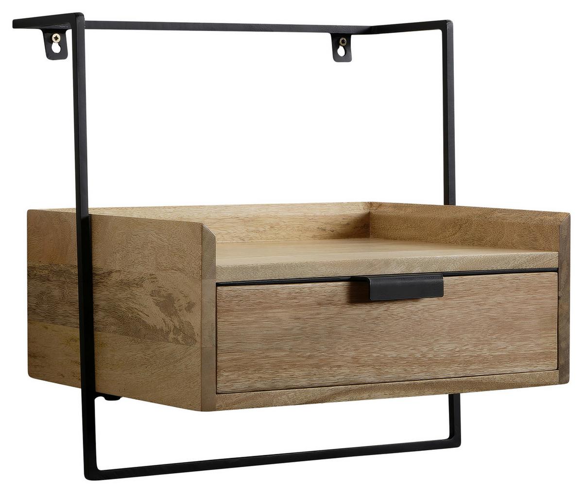 NACHTTISCH WL7.160 - Hellbraun/Schwarz, Design, Holz/Metall (44/45/35cm) - MID.YOU