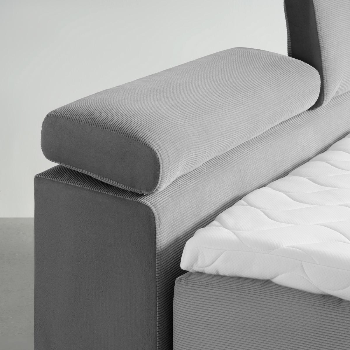 Boxspringbett Sevilla Grau ca. 140x200cm - Schwarz/Grau, KONVENTIONELL, Holz/Kunststoff (140/200cm) - Premium Living