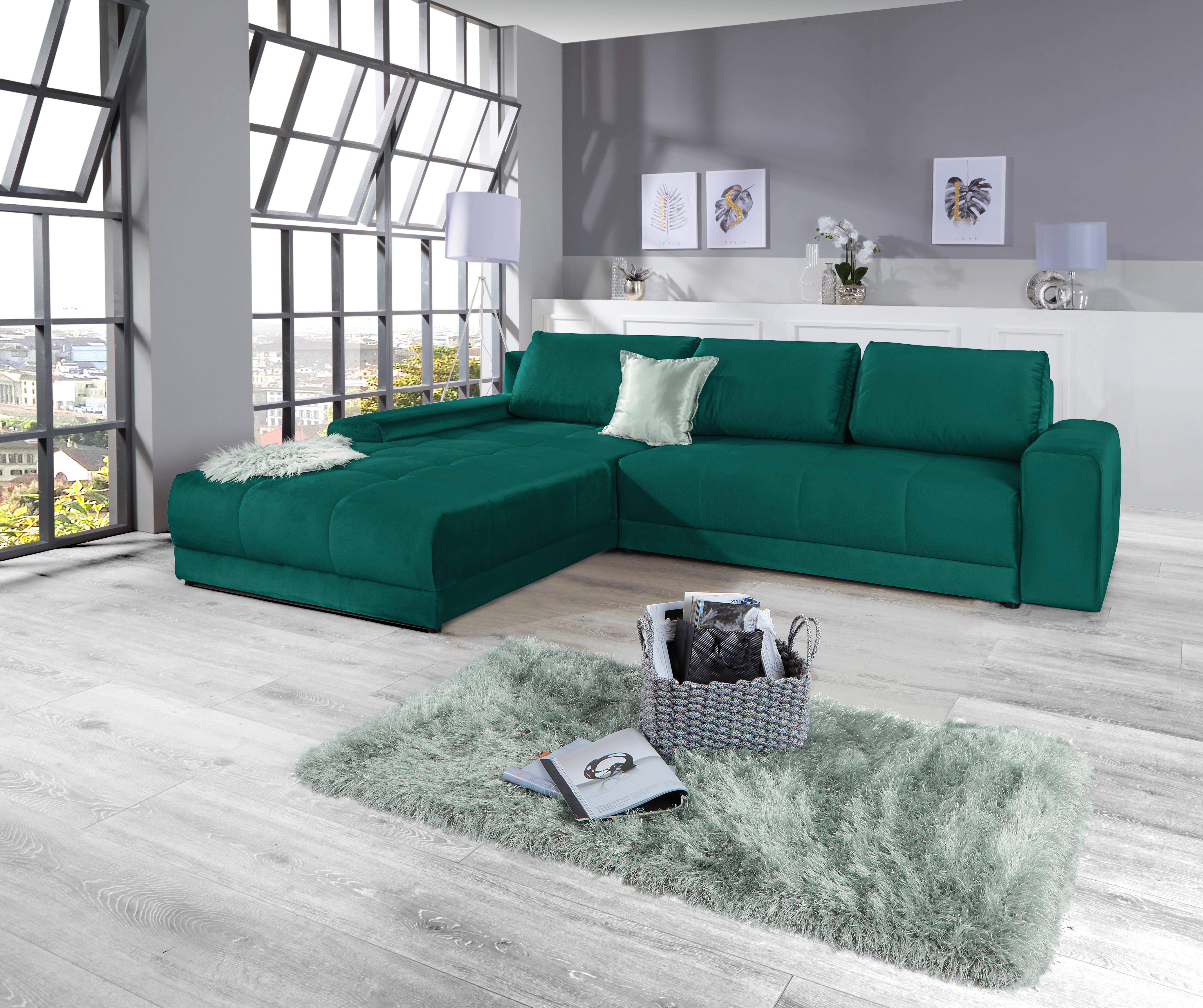Kutna Garnitura Adria - smaragdno zelena, Moderno, tekstil (213/308cm) - Modern Living