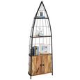 Regal in Naturfarben Massiv - Schwarz/Naturfarben, MODERN, Holz/Metall (56/187/37cm) - Modern Living Regal in Naturfarben Massiv - Schwarz/Naturfarben, MODERN, Holz/Metall (56/187/37cm) - Modern Living