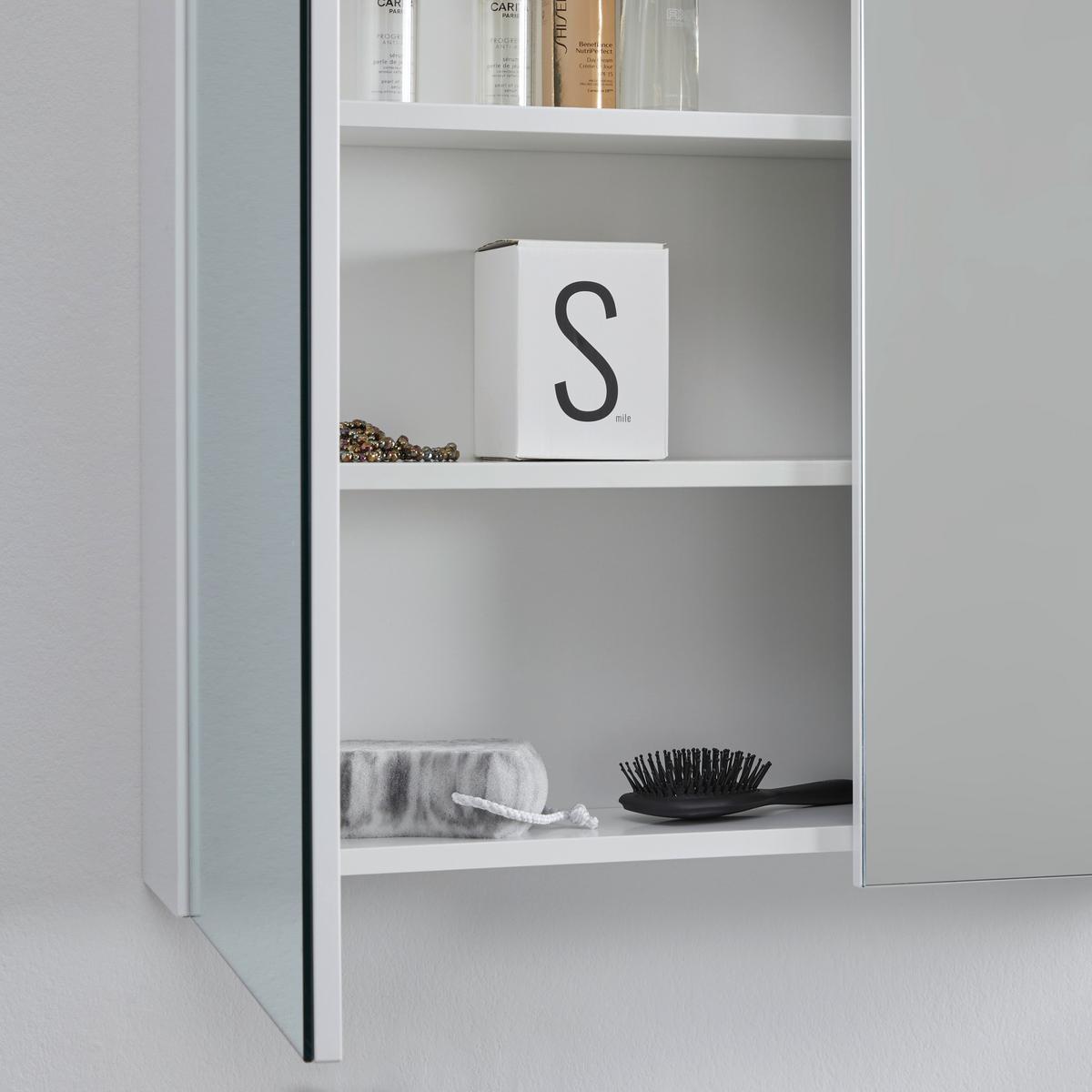 meuble-lavabo Waschbecken & Spiegel, weiss - clair/blanc, Modern, céramique/verre (80/70/47/70/47/13cm) - Bessagi Home