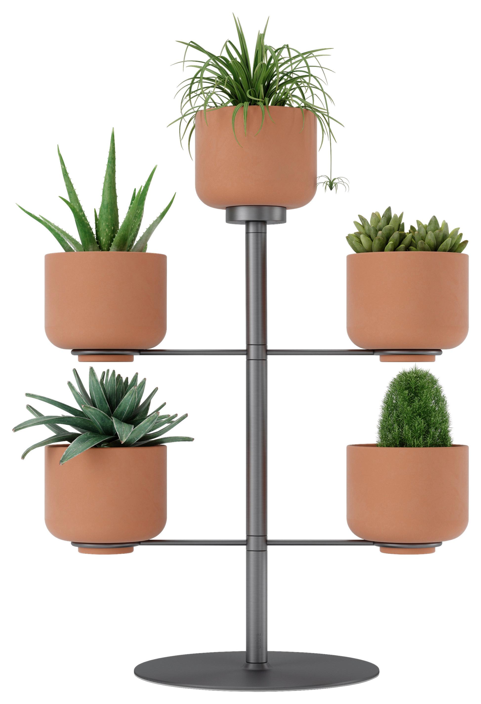 Kaspóállvány Five - titánszürke/terrakotta, fém/kerámia (28,52/37,79/28,52cm) - Modern Living