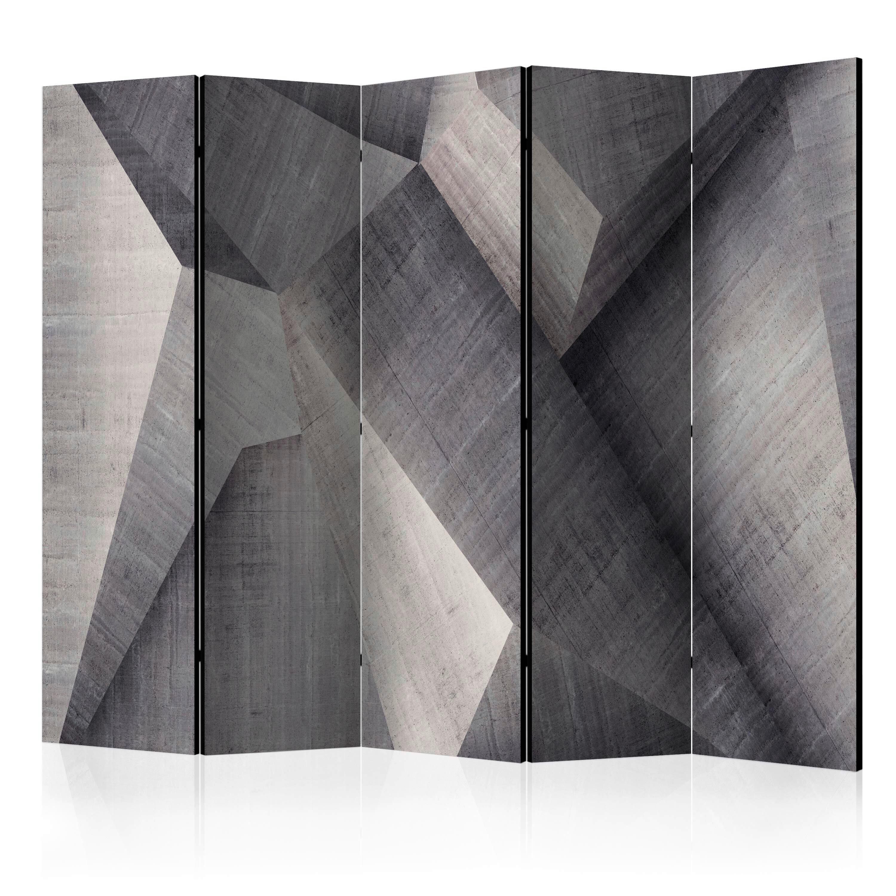 Paravan Abstract Concrete Blocks, 5-Delni, Dvostranski - siva/bela, Basics, tekstil/les (225/172/3cm) - artgeist