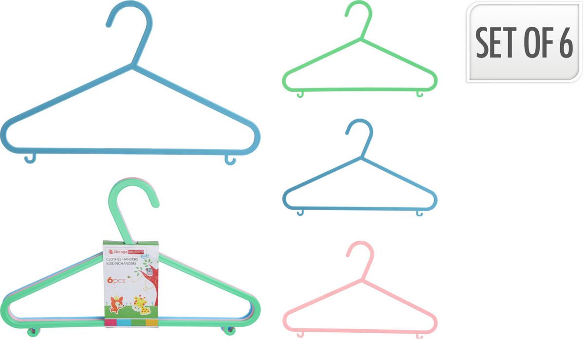 Gyerek Vállfaszett 6db/csomag Kids Collection - pink/világoszöld, műanyag (29/17cm)