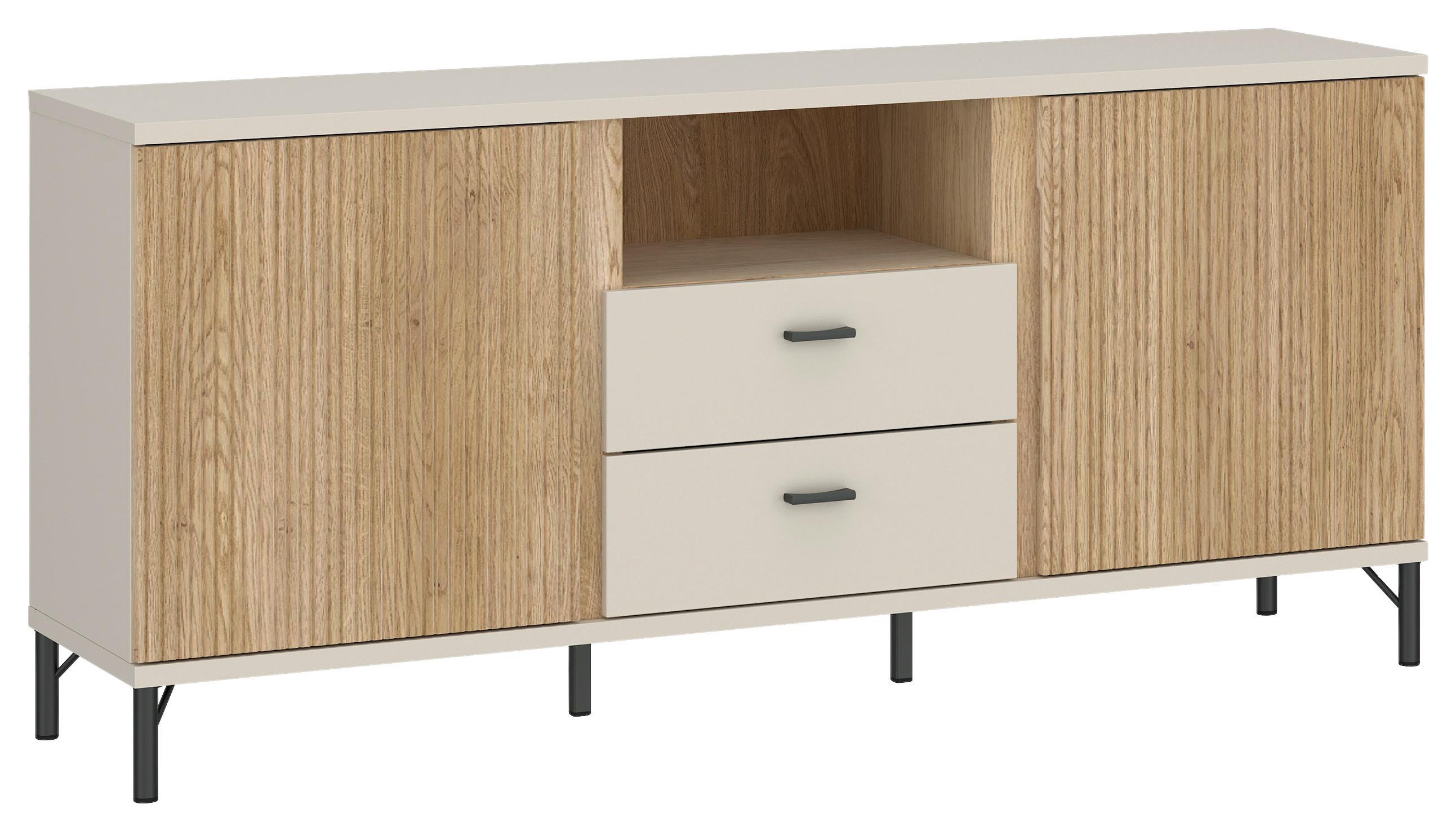 Comodă TV MOSANO - cașmir/culoare lemn stejar, Trend, material pe bază de lemn (150/70/40cm) - Modern Living