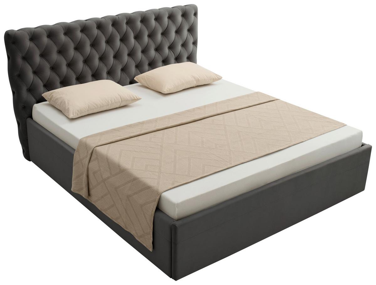 Polsterbett Katar Grau ca. 140x200cm - Schwarz/Grau, KONVENTIONELL, Textil (140/200cm) - Mömax