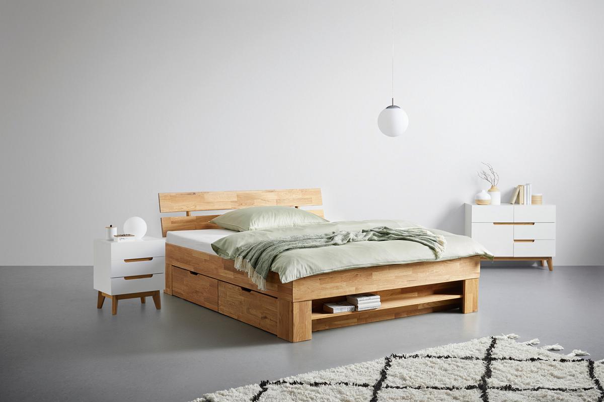 Postelja Sarah, Divji Hrast, 180x200 - divji hrast, Konvencionalno, les (180/200cm) - Zandiara