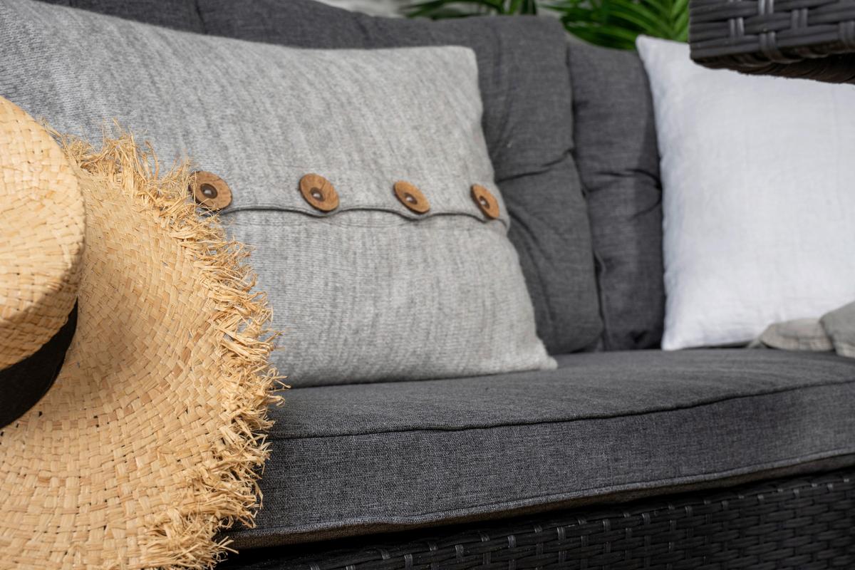 LOUNGEGARNITUR WATFORD - Schwarz/Grau, KONVENTIONELL, Glas/Kunststoff - Gardenson