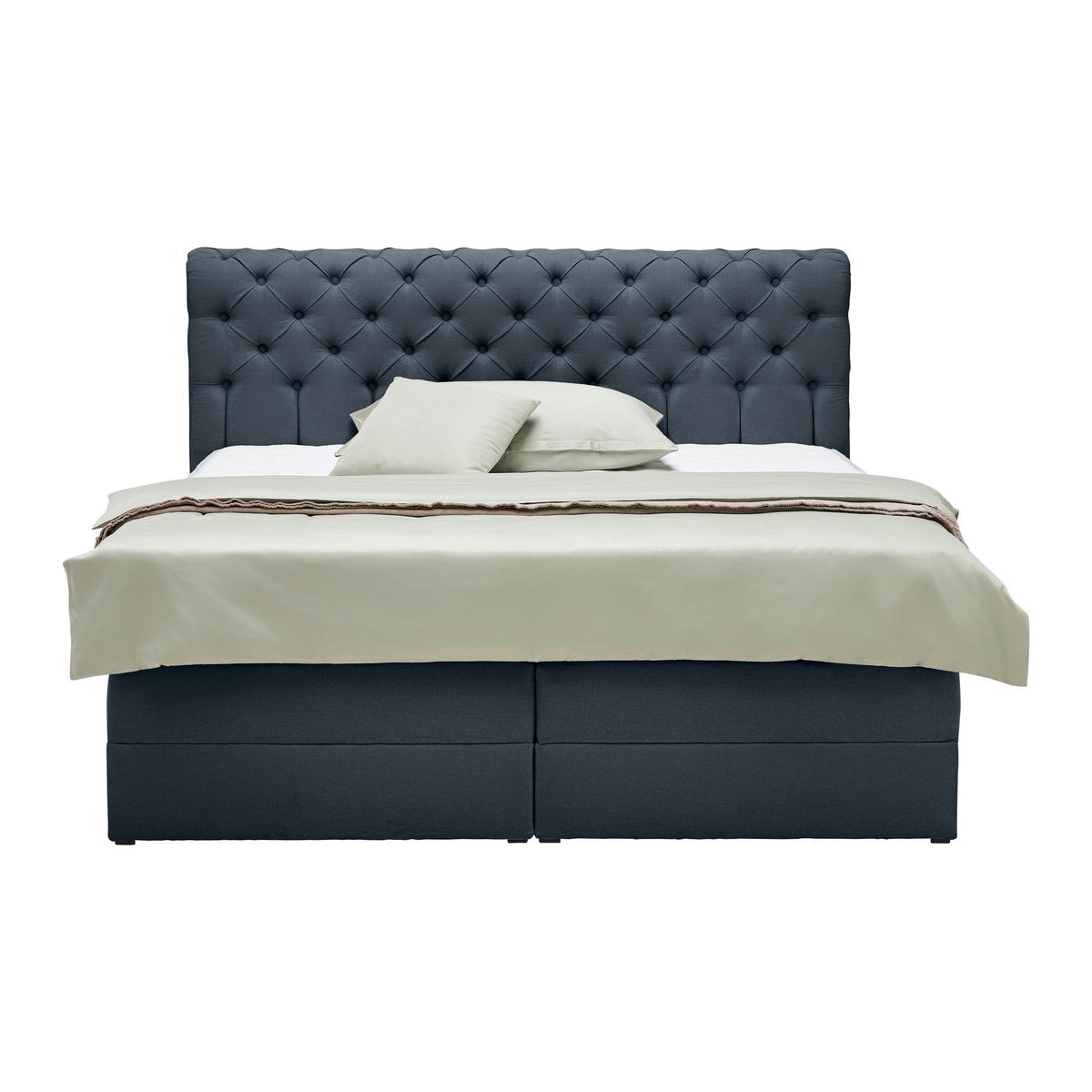 Boxspringbett Belano Dunkelblau ca. 180x200cm - bleu foncé, Konventionell, métal/textile (180/200cm) - Premium Living