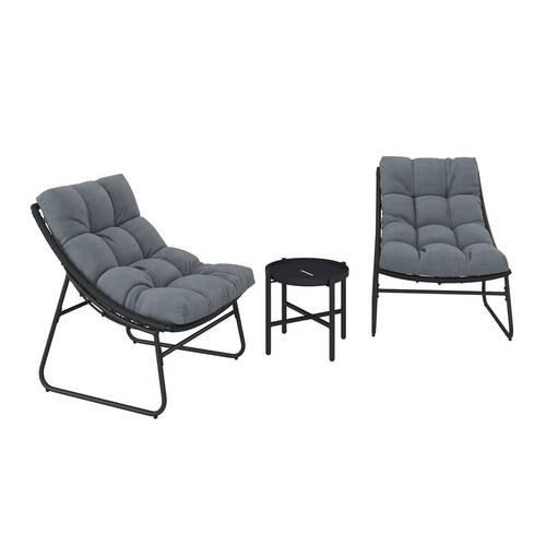 BALKONGMÖBLER SET ELIA - mörkgrå/grå, Modern, metall/textil - Bessagi Garden
