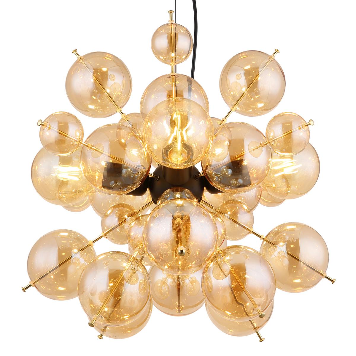 HÄNGELEUCHTE 15633H2A - Goldfarben/Schwarz, Design, Glas/Kunststoff (51,5/120cm) - Globo