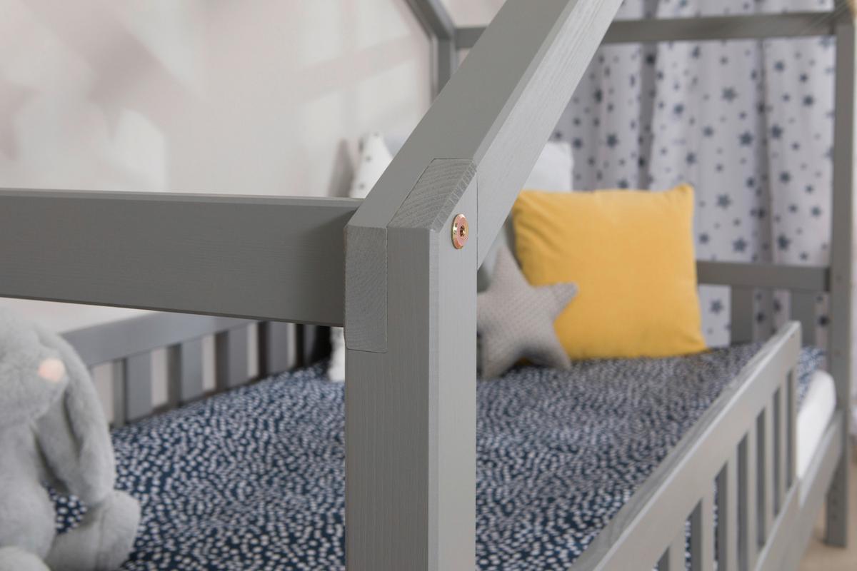 Hausbett Lou ca. 100x200 cm Holz Hellgrau - Hellgrau/Naturfarben, MODERN, Holz (100/200cm) - MID.YOU