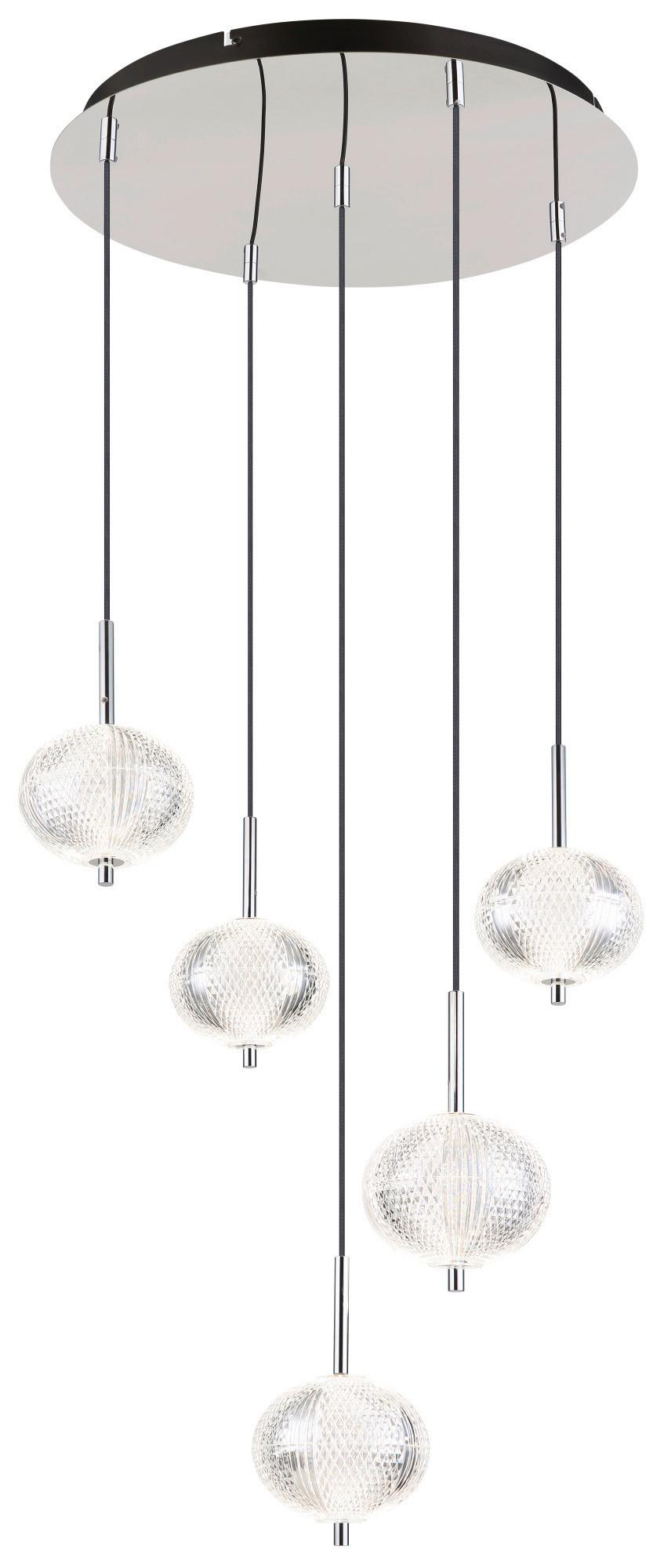 LED-Hängeleuchte Aida Klar/Schwarz max. 33 Watt - Klar/Schwarz, Basics, Kunststoff/Metall (57/150cm) - Globo