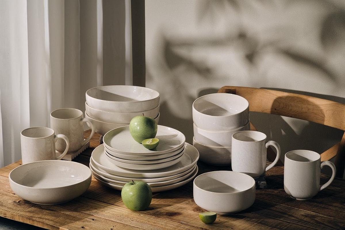 SERWIS OBIADOWO-ŚNIADANIOWY MARBELLA - beżowy, Trend, ceramika - Novel