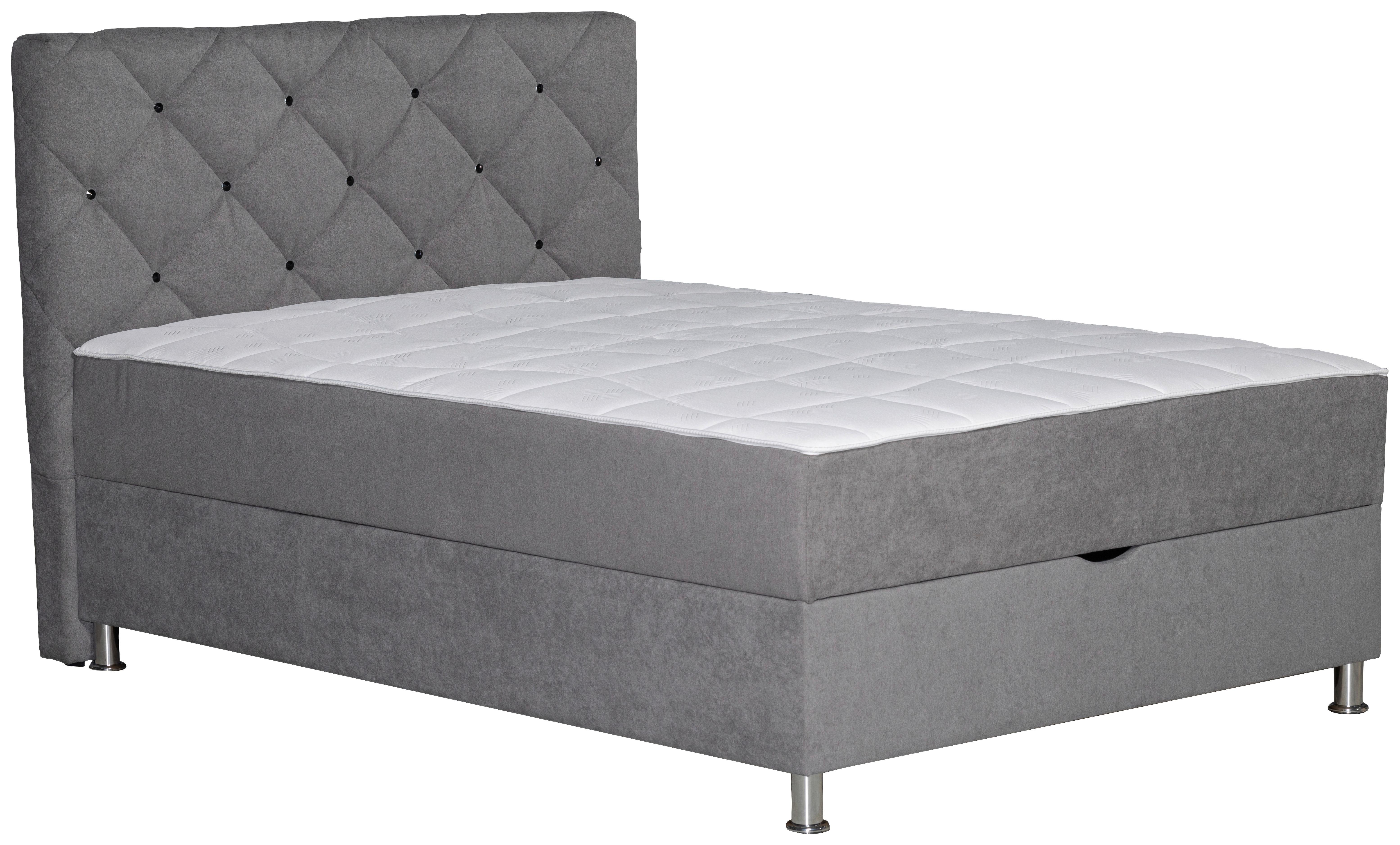 Postelja Z Vzmetnico Black Diamant, 120x200, Siva - barve kroma/siva, Design, umetna masa/tekstil (120/200cm) - Modern Living