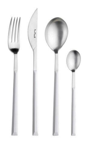 Besteckset Sushi Pro Weiß/Edelstahl, 24-teilig - Edelstahlfarben/Weiß, Basics, Kunststoff/Metall - Pintinox