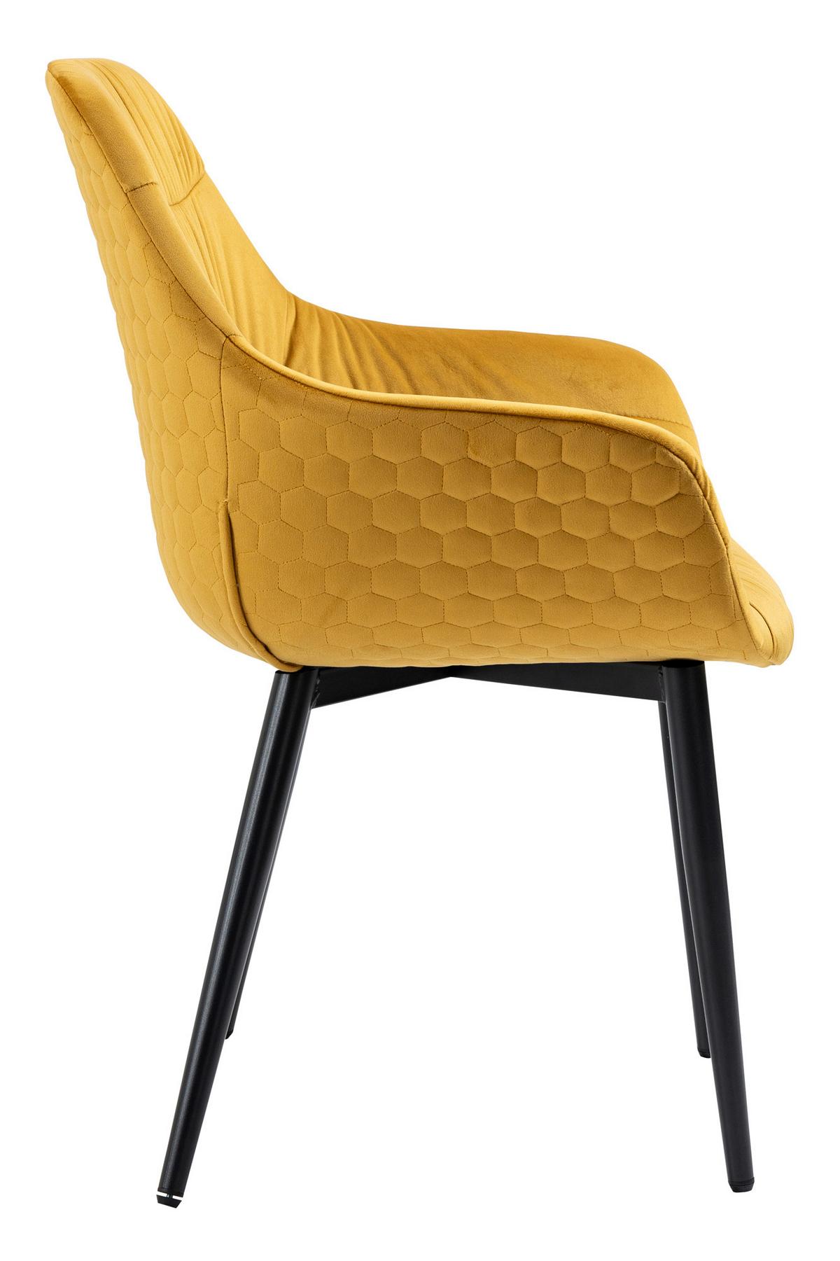 Naslanjač Samt, Gorčično Rumena - črna/gorčično rumena, Moderno, kovina/tekstil (63/81,5/61cm) - Livetastic