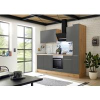 Küchenblock mit Geräte Grau B: ca. 250 cm - Anthrazit/Alufarben, LIFESTYLE, Holzwerkstoff/Kunststoff (250cm) - Respekta