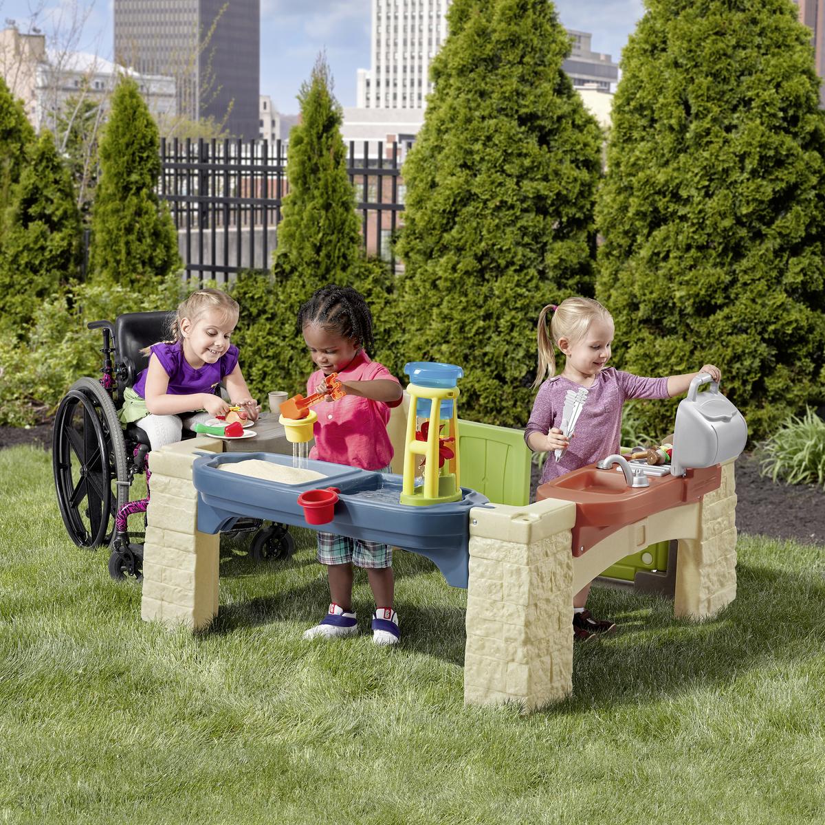 Spielhaus All Around Patio - Blau/Greige, Basics, Kunststoff/Textil (132,8/152,4/137,16cm) - Ambia Garden