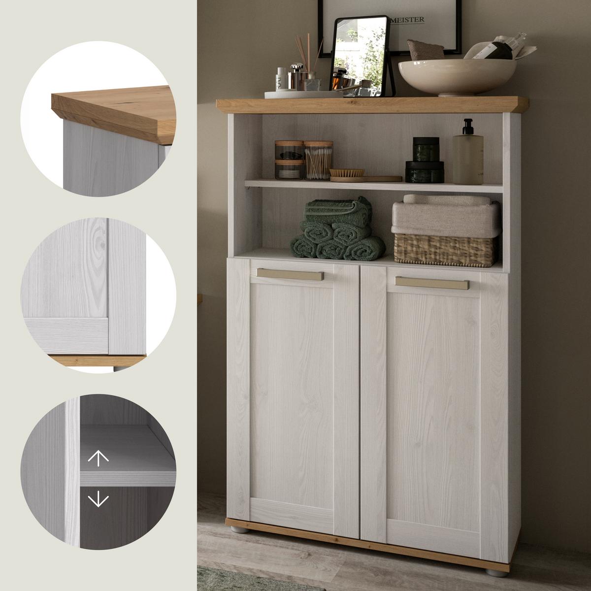 Midischrank Verona Lärchefarben/Eiche Artisan - Silberfarben/Lärchefarben, Trend, Holzwerkstoff/Kunststoff (74/116/34cm) - MID.YOU