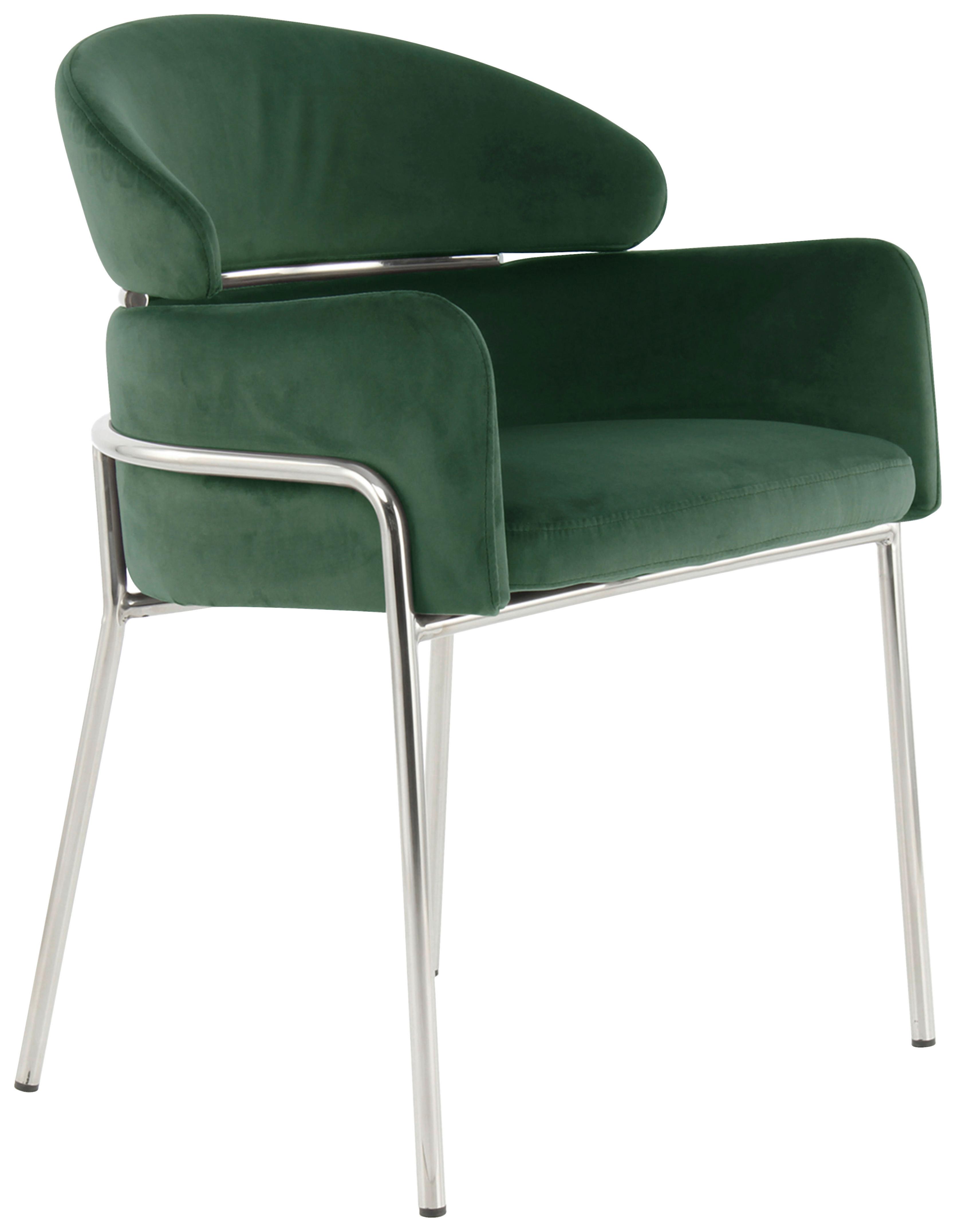 Karosszék Elva 100 - ezüstszínű/zöld, Modern, textil/fém (58/79/57cm) - Kayoom