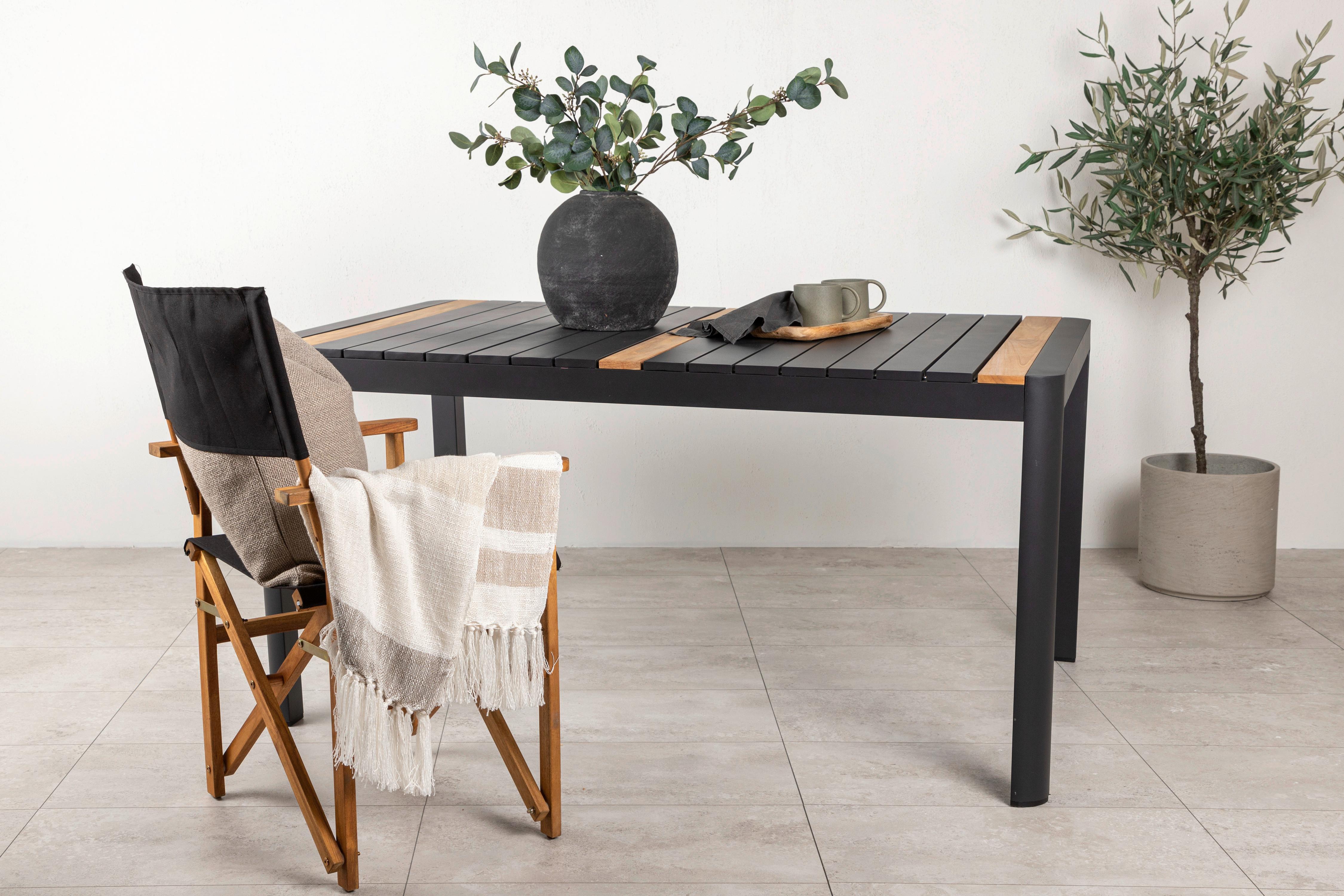 GARTENTISCH TOGO - Schwarz, KONVENTIONELL, Holz/Metall (90/75/150cm) - Gardenson