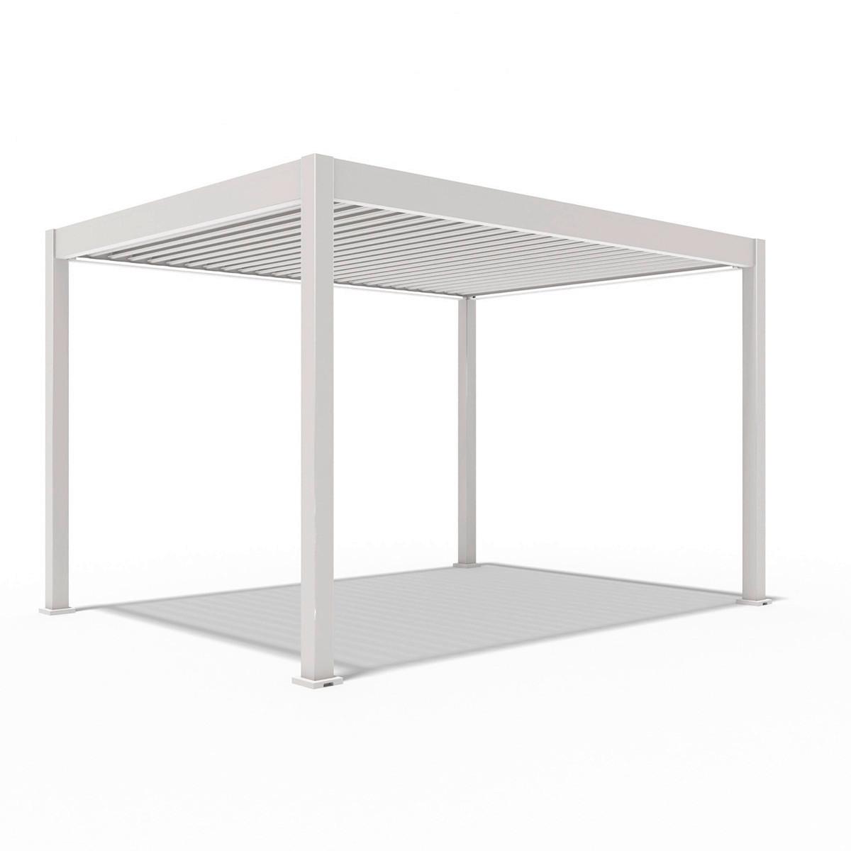 Pergola Deluxe ca. 300x400 cm Weiß Netzbetrieb inkl. LED - Weiß, Basics, Metall (400/255/300cm) - Gardenson