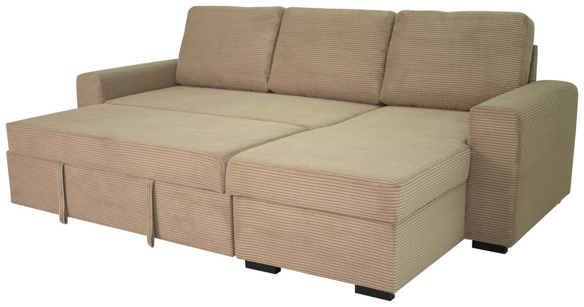 Sedežna Garnitura Tara, Svetlo Rjava, Ležišče, Predal - Moderno, tekstil (245/87/158cm) - Mömax