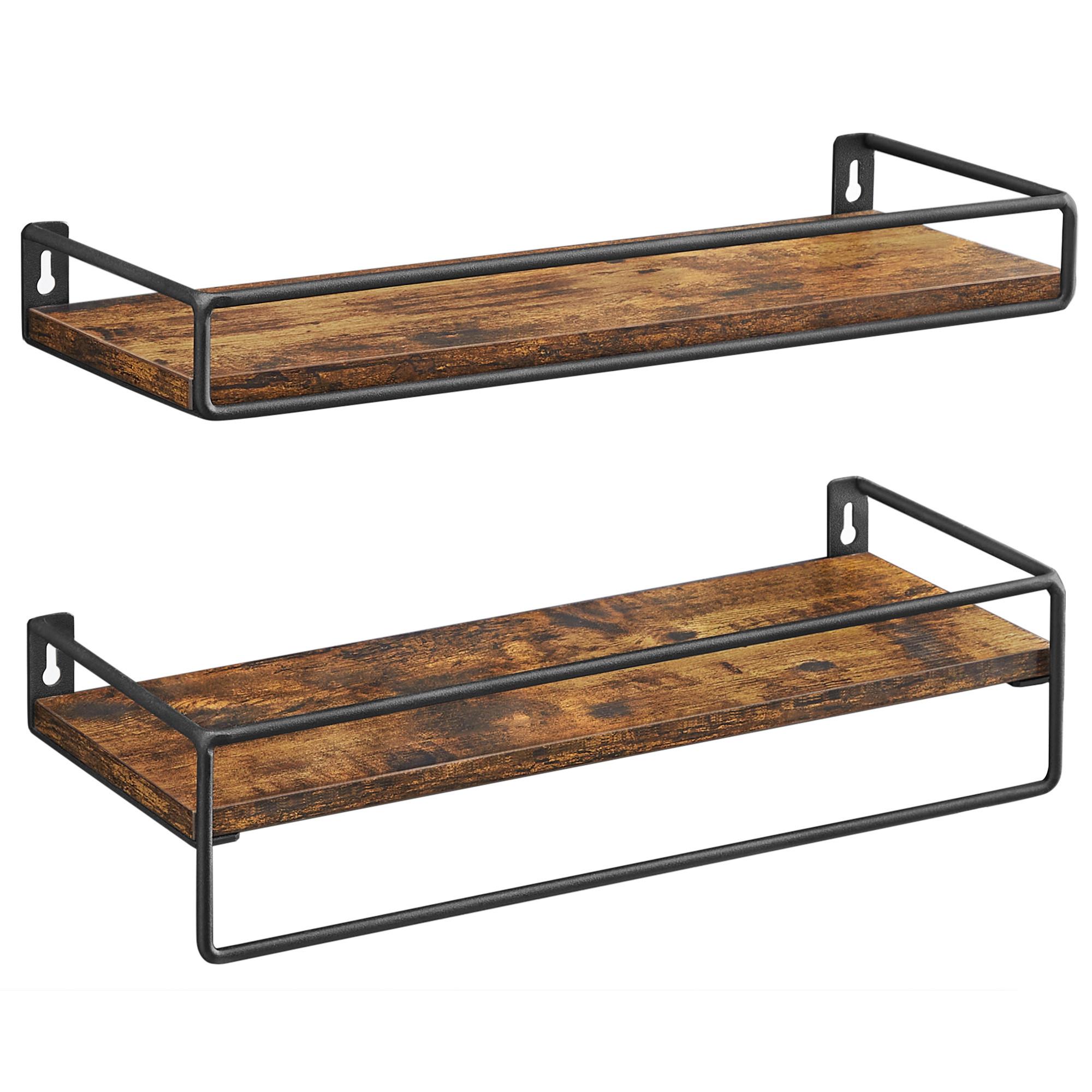 Wandregal 3er Set in Schwarz, Dunkelbraun - Dunkelbraun/Schwarz, Trend, Holzwerkstoff/Metall (40/5/15,5cm) - MID.YOU