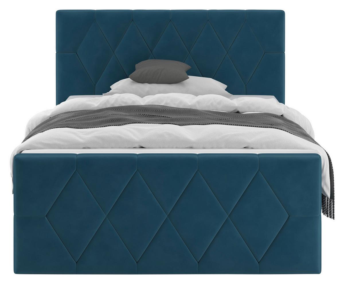 Boxspringbett Josie B Petrol ca. 140x200cm - Petrol/Schwarz, KONVENTIONELL, Holz/Holzwerkstoff (140/200cm) - Mömax