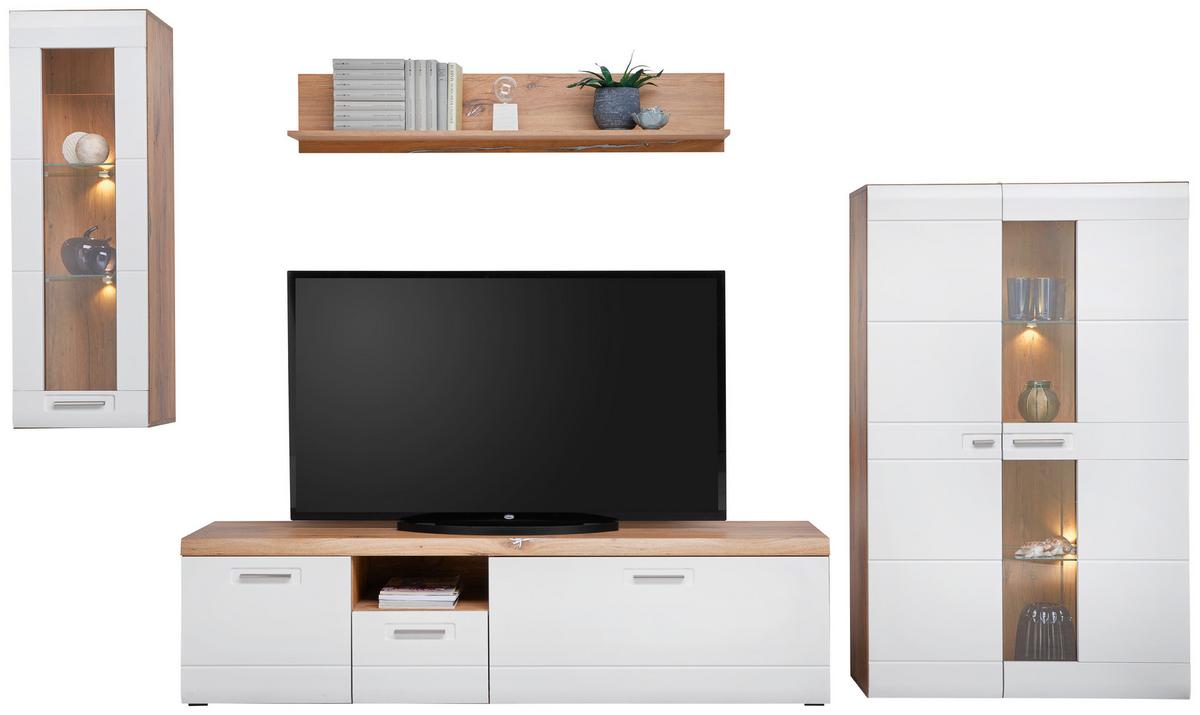 Viseća Vitrina Auris - bijela, Moderno, staklo/drvni materijal (40,3/123,4/37,1cm) - Modern Living