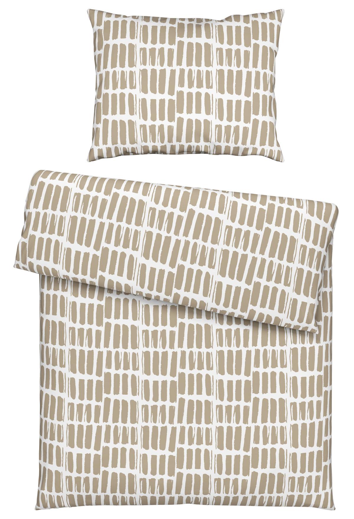 Lenjerie de pat Adam, cca. 140x200/50x70 cm - alb/bej, Modern, textil (140/200cm) - Mömax