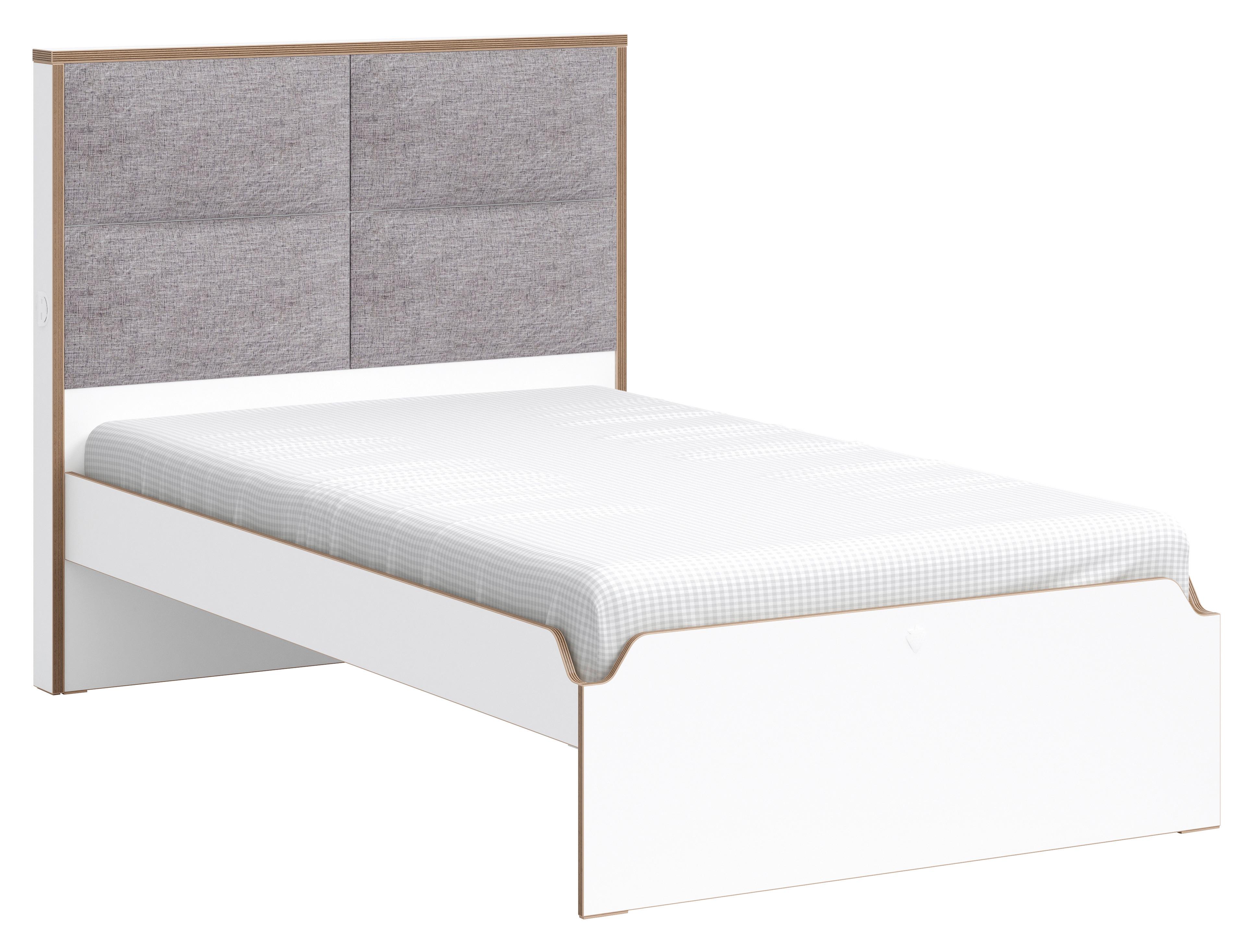 Ágykeret Fejvéggel Modera - natúr színű/fehér, Modern, faalapú anyag/textil (120/200cm)