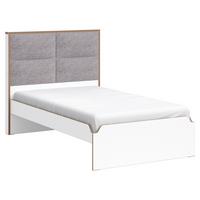 Ágykeret Fejvéggel Modera - natúr színű/fehér, Modern, faalapú anyag/textil (120/200cm)