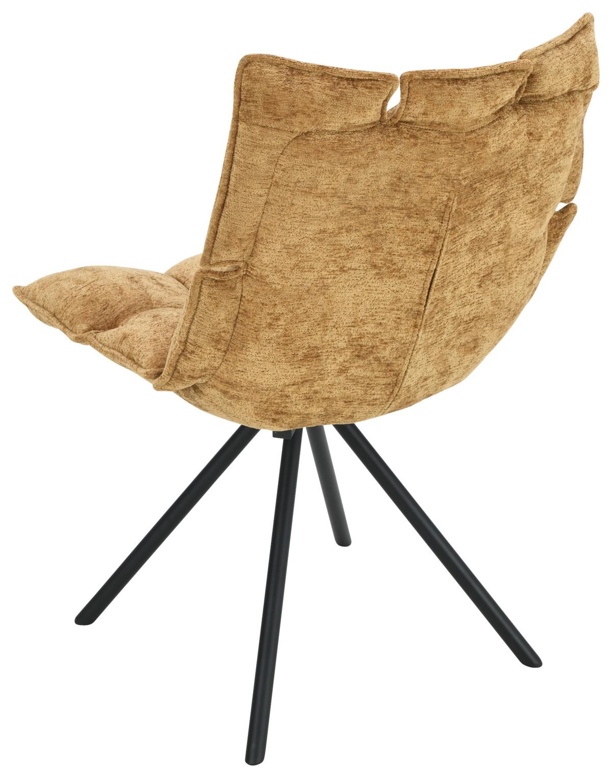 Stuhl Carla Goldfarben - Goldfarben/Schwarz, Trend, Holz/Textil (57/86/66cm) - Mömax