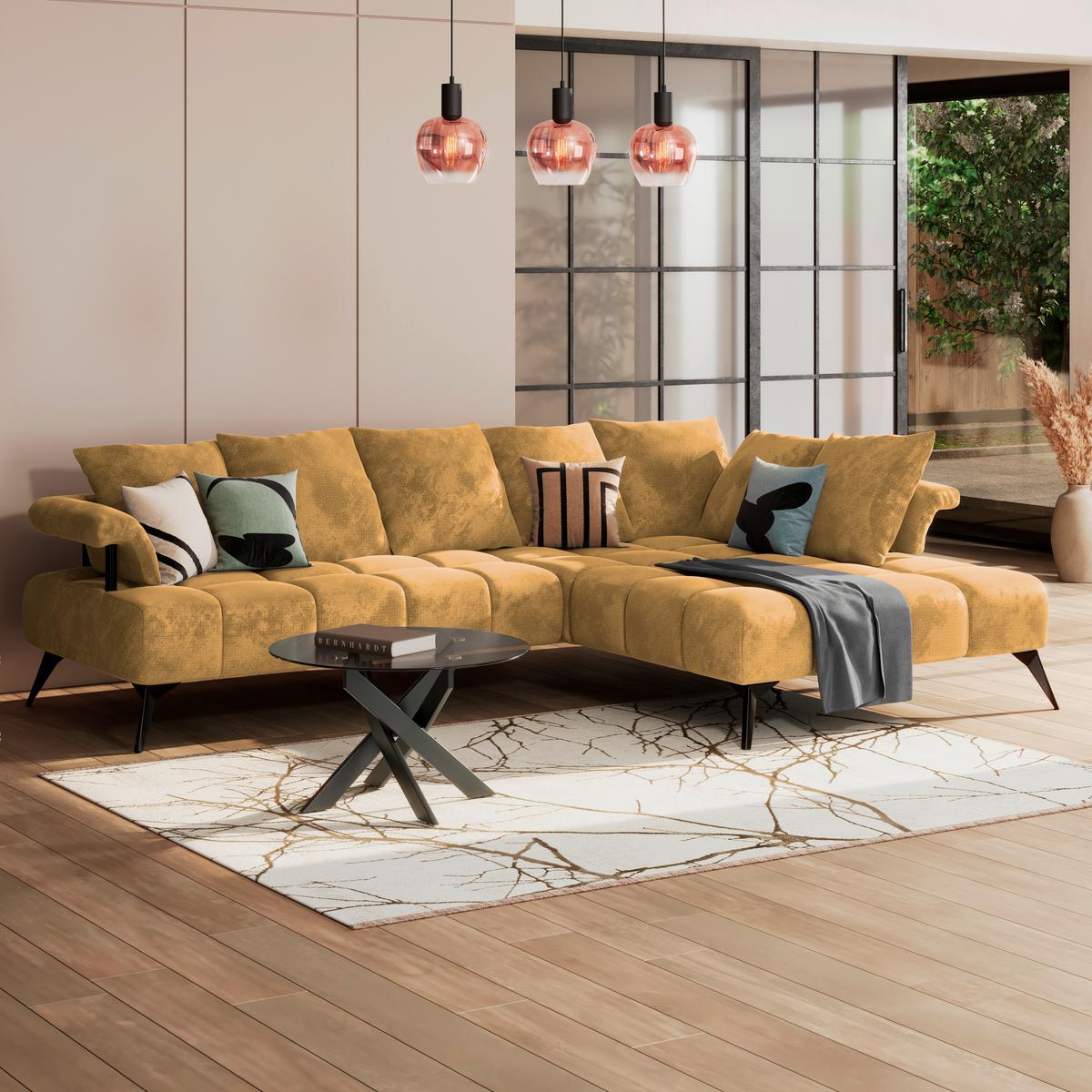 Kutna Garnitura Vanessa New - zlatne boje/crna, Moderno, tekstil/metal (297/200cm) - Modern Living