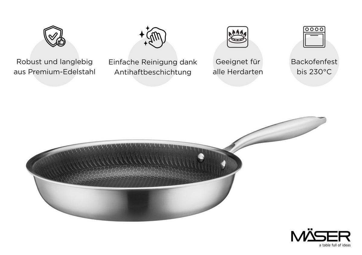 Bratpfanne 935596 Bratpfanne - Silberfarben/Schwarz, Basics, Metall (28/5,5cm) - Mäser