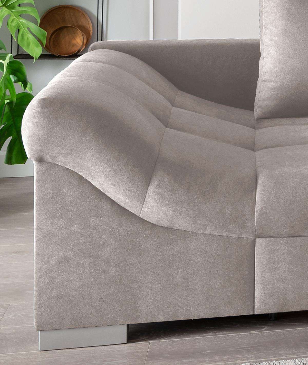 Wohnlandschaft Alvito Taupe Nylon/Mikrofaser - Taupe/Silberfarben, Design, Holz/Textil (298/202cm) - MID.YOU