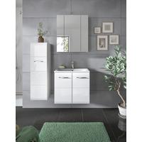 Badezimmer Ice 4-tlg. ca. 90 cm Weiß - Weiß Hochglanz/Silberfarben, MODERN, Keramik/Holzwerkstoff (90cm) - MID.YOU