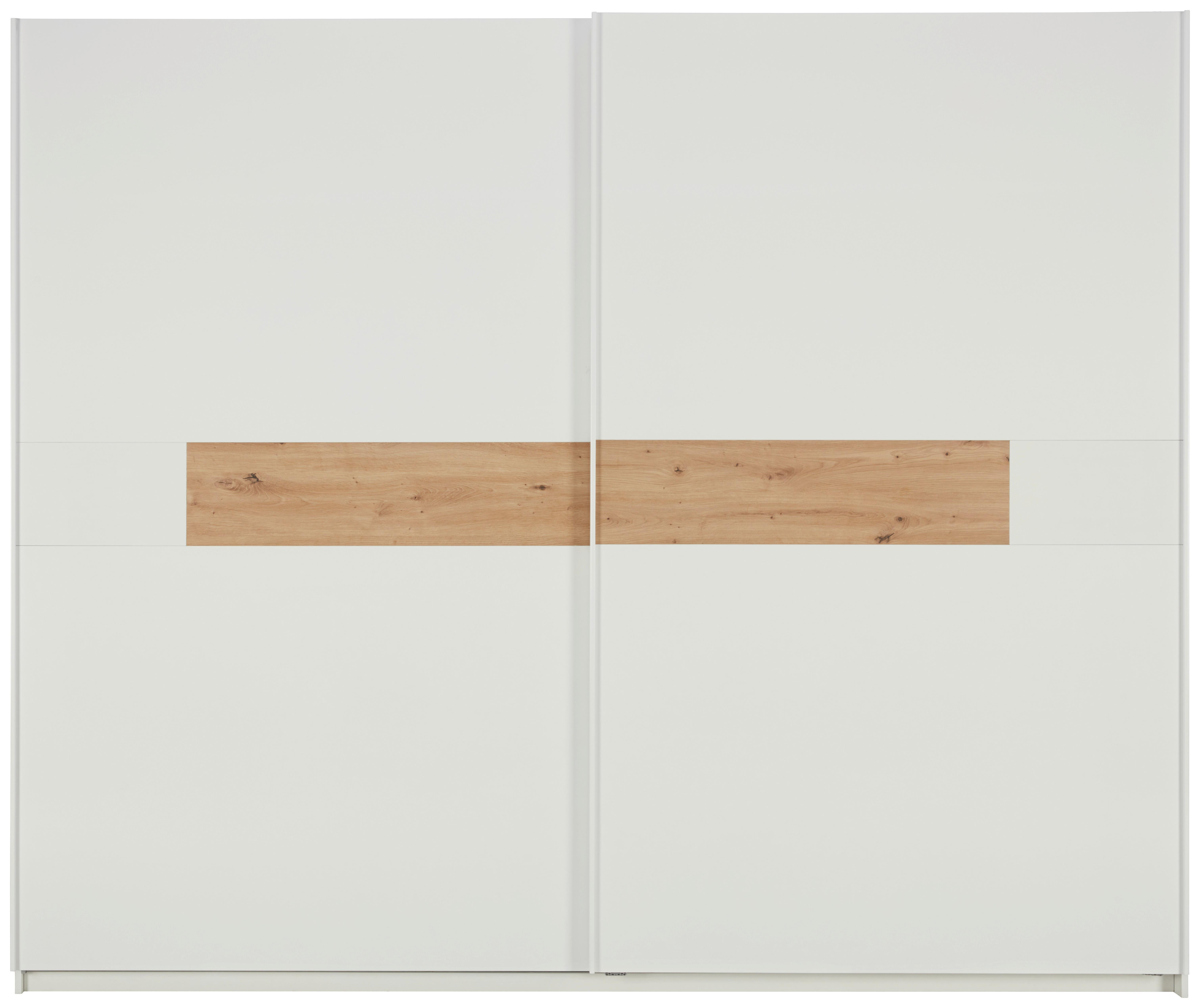 Schwebetürenschrank in Weiss/Eiche - Weiss Hochglanz/Weiss, Konventionell, Holzwerkstoff (276/230/54cm) - Premium Living