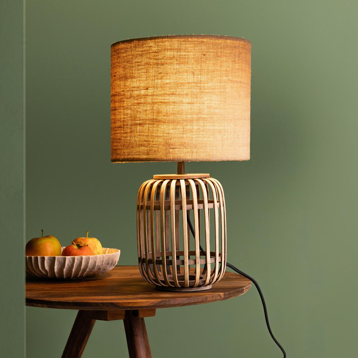 Tischleuchte Woodrow Naturfarben max. 52 Watt - Naturfarben, Natur, Holz/Textil (24/42,5cm) - Brilliant
