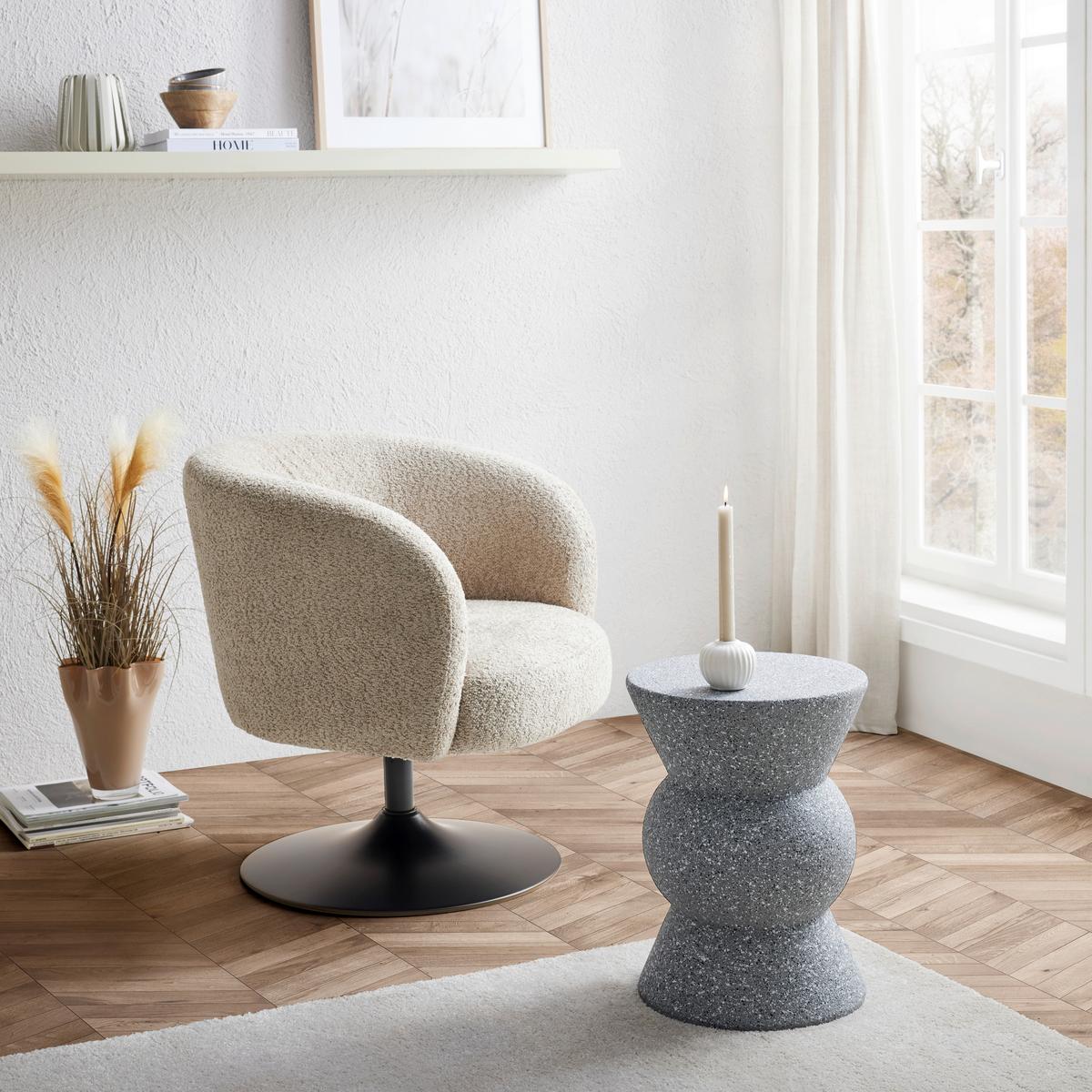 BEISTELLTISCH TONDO -TREND- - Graphitfarben, Modern, Stein (34/45/34cm) - Premium Living