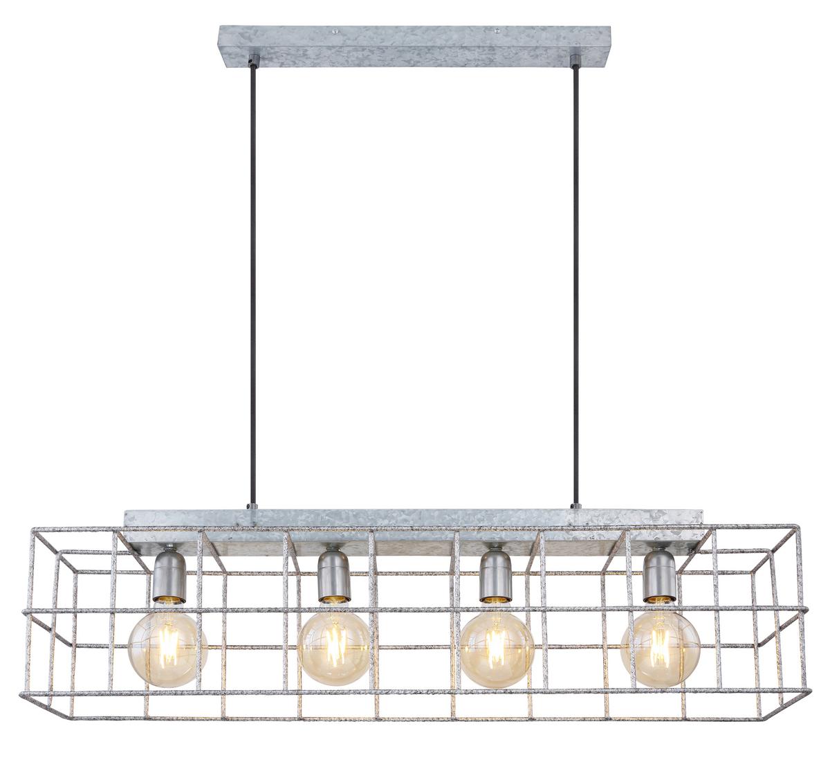 Viseča Svetilka 15530z-4h Merril - barve cinka, Design, kovina (90/20/150cm) - Globo