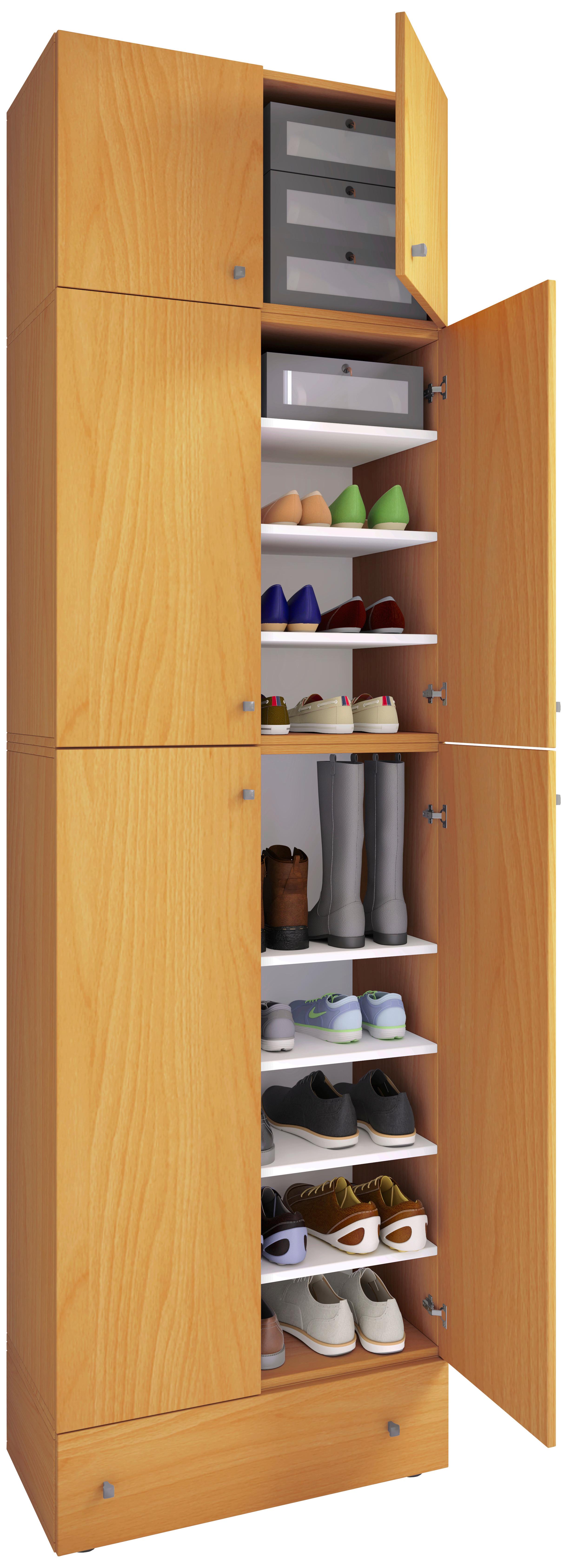 Schuhschrank Lona XXL ca.70x240x39cm Buchefarben - Buchefarben/Schwarz, MODERN, Holzwerkstoff/Kunststoff (70/240/39cm) - MID.YOU