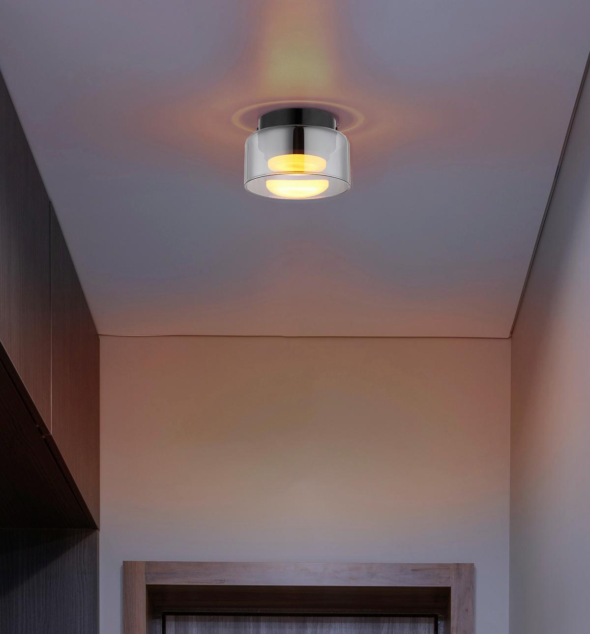 Led-deckenleuchte 16055ds Higgins - Schwarz/Grau, Design, Glas/Metall (13/8,5cm) - Globo