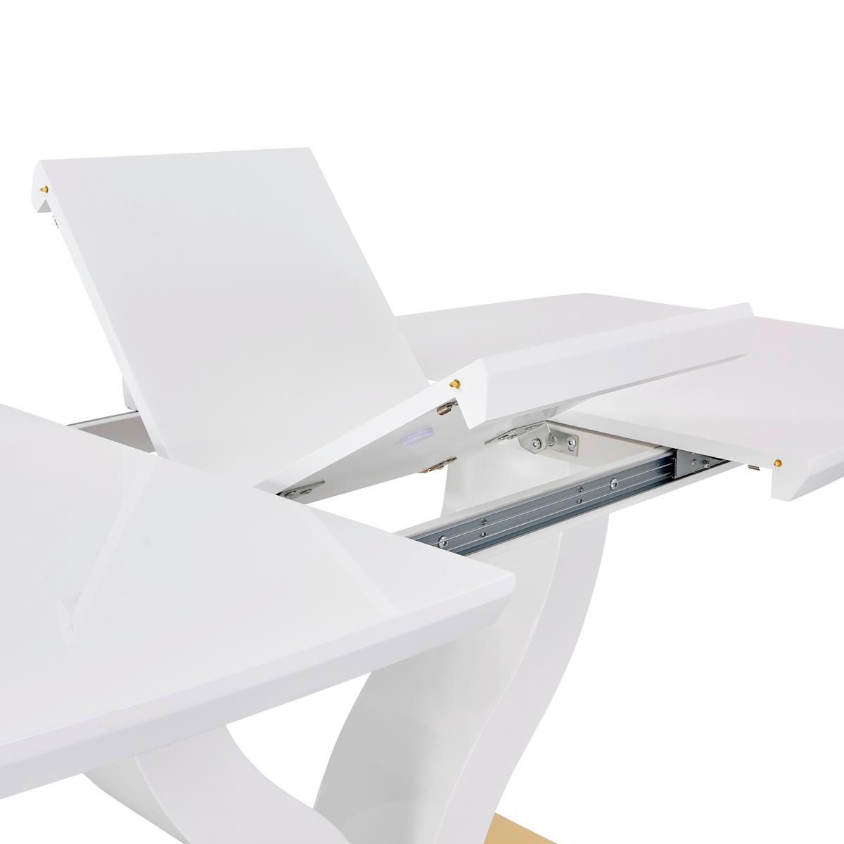 Jedilna Miza Jade Az, Bela, 140-180x90 - zlate barve/bela, Konvencionalno, kovina/leseni material (140-180/76/90cm) - MID.YOU