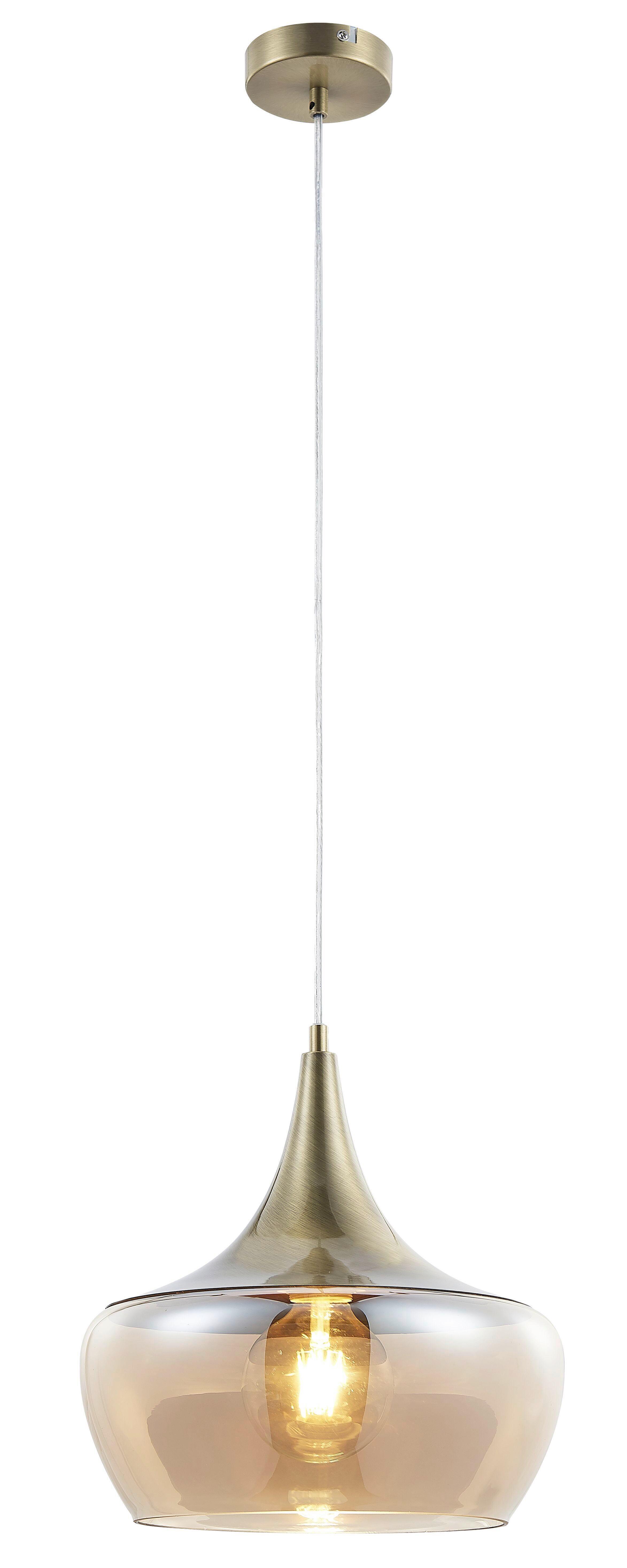 Viseča Svetilka Arola - barve jantarja, Design, kovina/steklo (30/150cm) - Globo