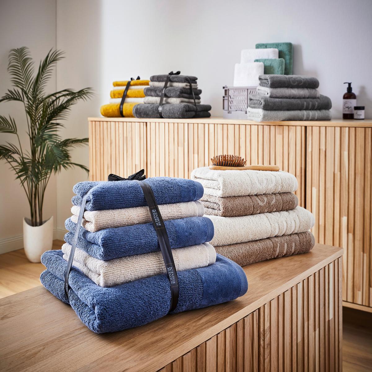 ZESTAW RĘCZNIKÓW FROTTE SET SOFT CLOUD - antracytowy/jasnoszary, Basics, tkanina (50x100/67x140cm) - Esprit